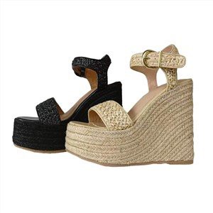 মহিলা কালো Espadrille wedges